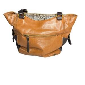 The Sak Kendra Hobo Purse Two Toned Brown Leather Satchel Shoulder HandBag Boho